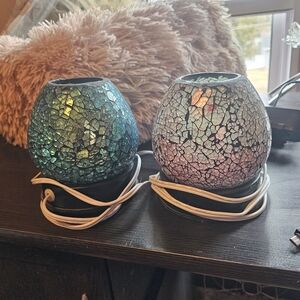 Mosaic Glass Accent Lamps - Blue and Pink